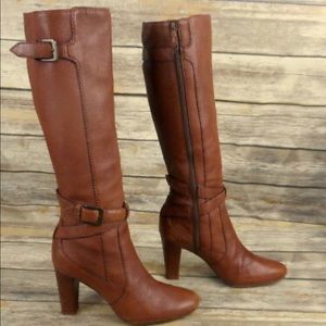 Cole Haan Nike Air High Heel Boots Leather Brown